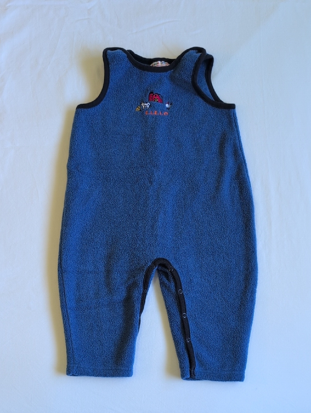Vintage 90s Please Mum Fleece Jumpsuit 24M Made In Canada Farm Animal Kidcore